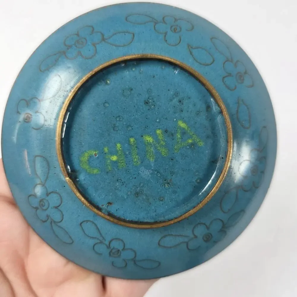 2 Vintage Chinese Cloisonne Floral 3